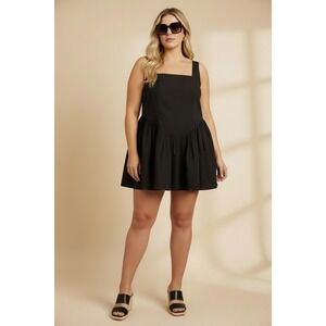 NEW The Drop Spirited Pursuit Plus Size 2X Ballet Mini Dress Black Cotton LBD